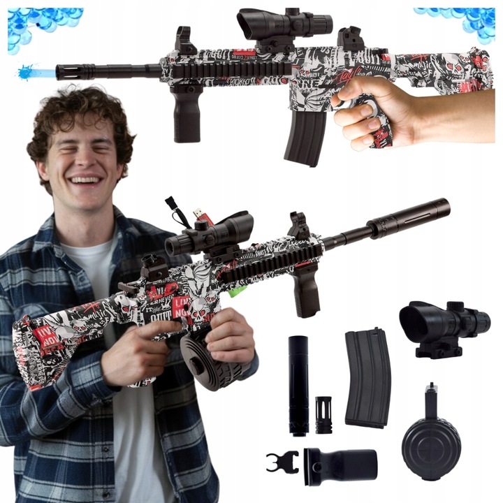 BEZPIECZNY WIELKI KARABIN NA KULKI ŻELOWE AUTOMAT MASZYNOWY PISTOLET BROŃ