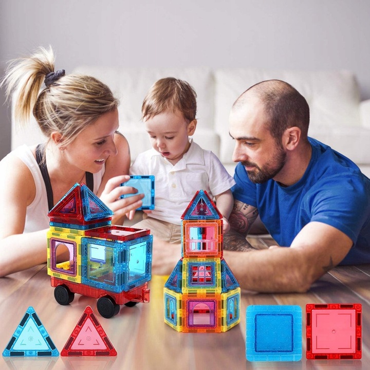 KLOCKI MAGNETYCZNE KONSTRUKCYJNE 3D DUŻE PANELE MEGNETIC TILES 45 elem.