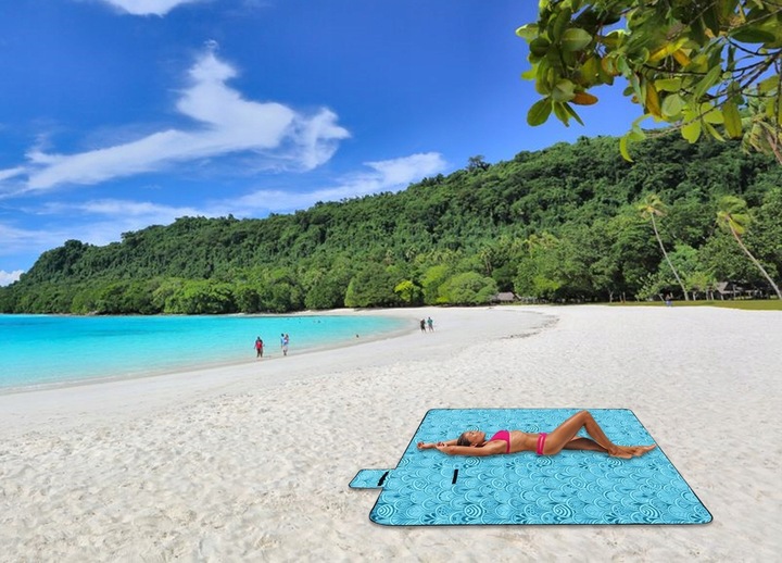 Koc Piknikowy z Uchwytem Izolacja Folia Termiczna Plażowy Mata 200x200cm