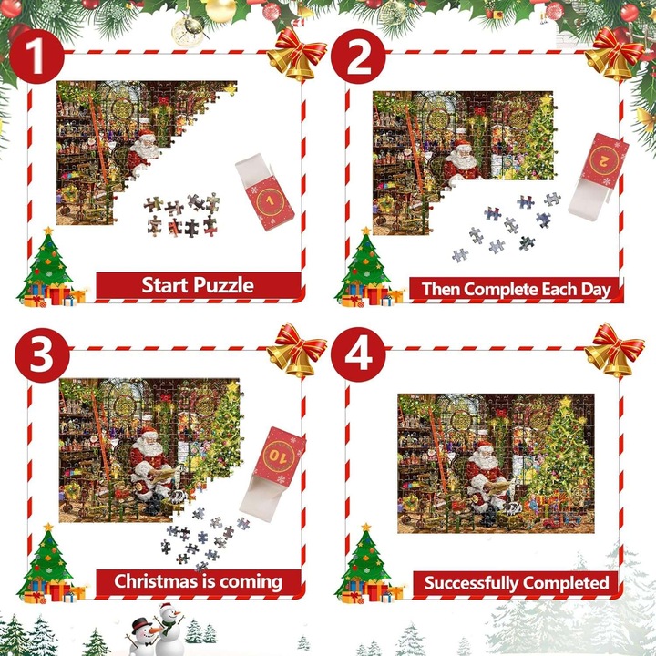 Kalendarz adwentowy dla dzieci puzzle Św. Mikołaj z listem 1008 elementów