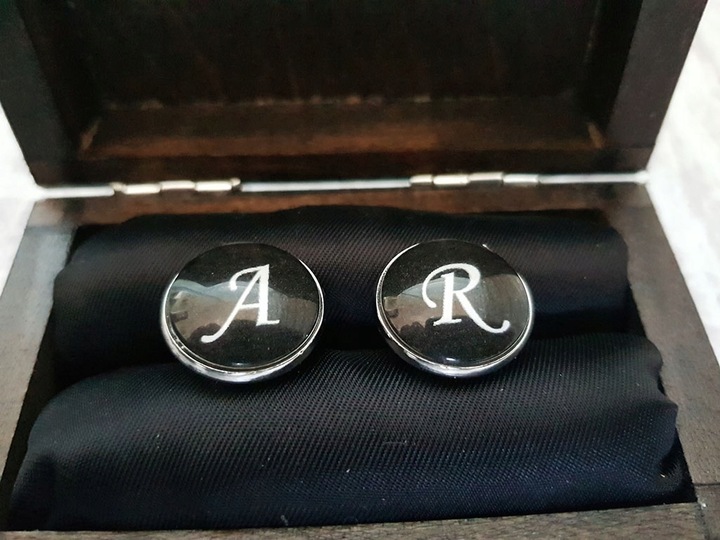 Spinki do Mankietów z Inicjałami Literami Inicjały do Ślubu Ślub Ślubne