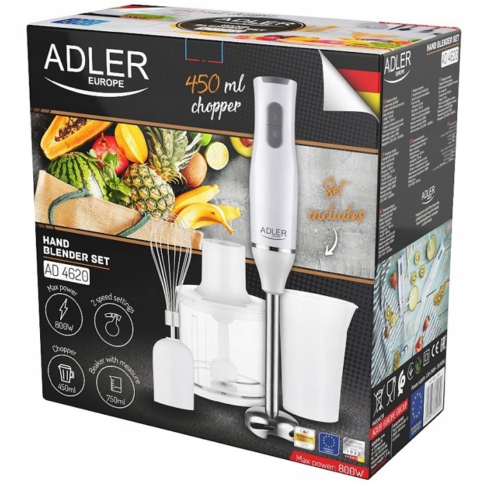 BLENDER RĘCZNY 3W1 KUBEK DO KOKTAJLI 800W AD4620