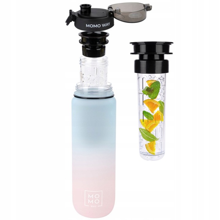 Duża BUTELKA na wodę MOMO WAY szczelny BIDON z miarką BPA free tritan 1l