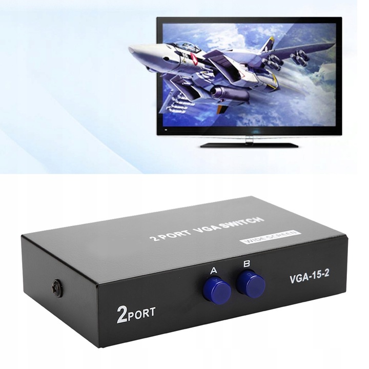2 w 1 wyjście Przełącznik VGA Splitter