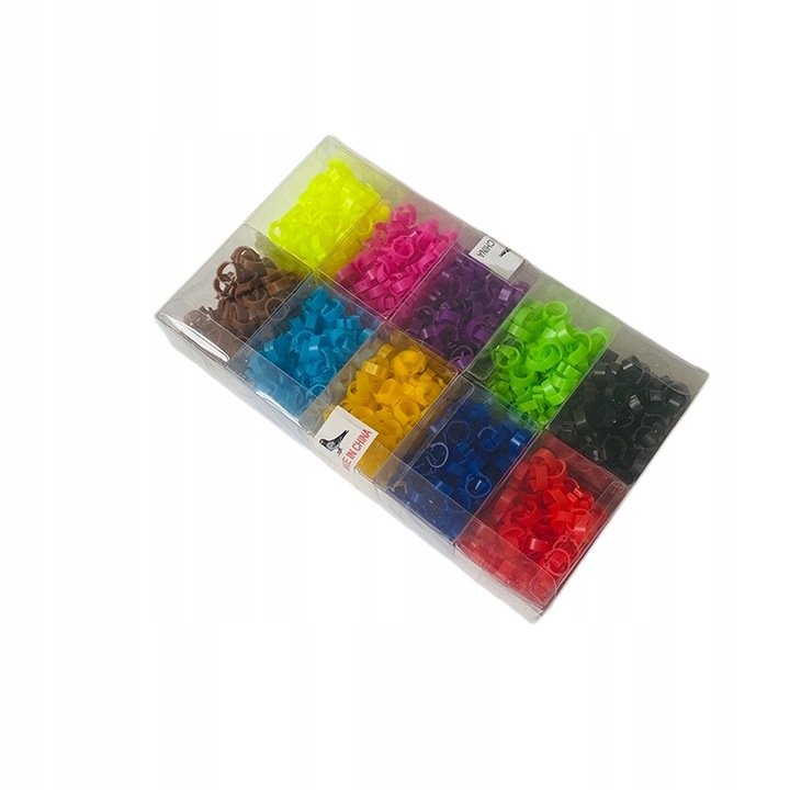 ZNACZNIKI OBRĄCZKI DLA GOŁĘBI PTAKÓW 8 MM PACZKA 500 SZT MIX 10 KOLORÓW