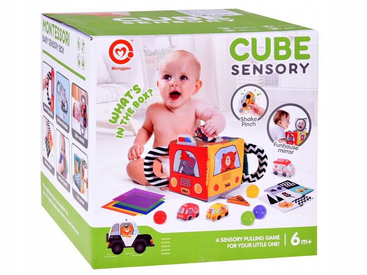 Miękka Kostka Sensoryczna Pojazdy pudełko z chusteczkami montessori ZA5587