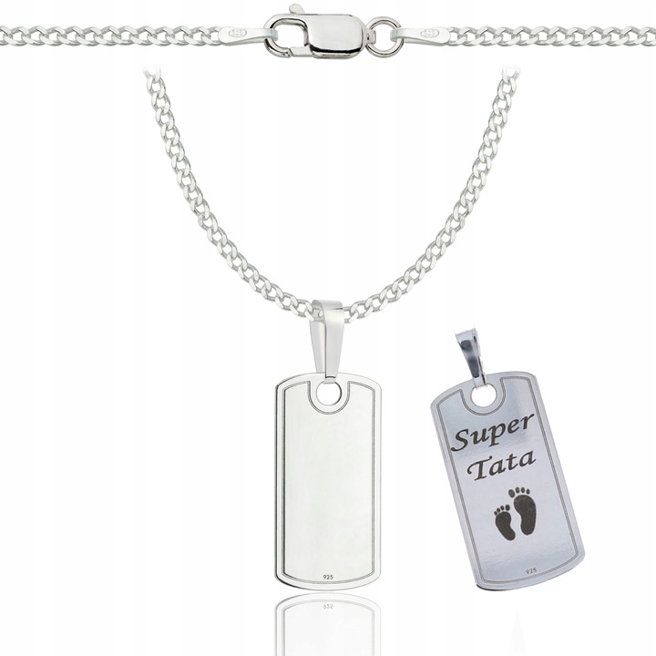 SREBRNY PEŁNY ŁAŃCUSZEK MĘSKI PANCERKA NIEŚMIERTELNIK PR. 925 GRAWER GRATIS