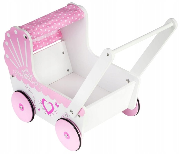 Wózek Dla Lalek Drewniany Chodzik Pchacz Antypoślizgowe Koła Super Wygląd