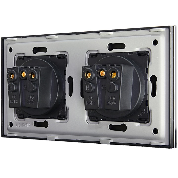 Gniazdo Podwójne Szklane Szkło Zestaw Ramka Podwójna i 2 x Gniazdko MIUUN