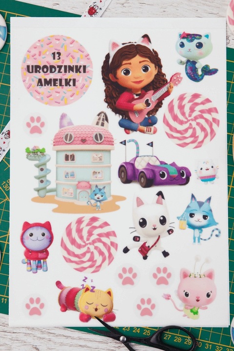 Wydruk Tort KOCI DOMEK GABI 17 El + GRATIS Tabliczka Napis Opłatek