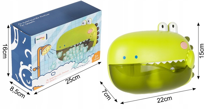 BĄBELKOWY DINOZAUR DINO DO KĄPIELI MASZYNKA DO ROBIENIA PIANY W WANNIE GRA