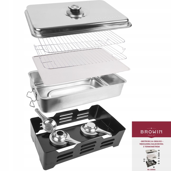 Wędzarnia Balkonowa ZESTAW Stalowa Do Ryb Serów Wędlin Zrębki Paliwo