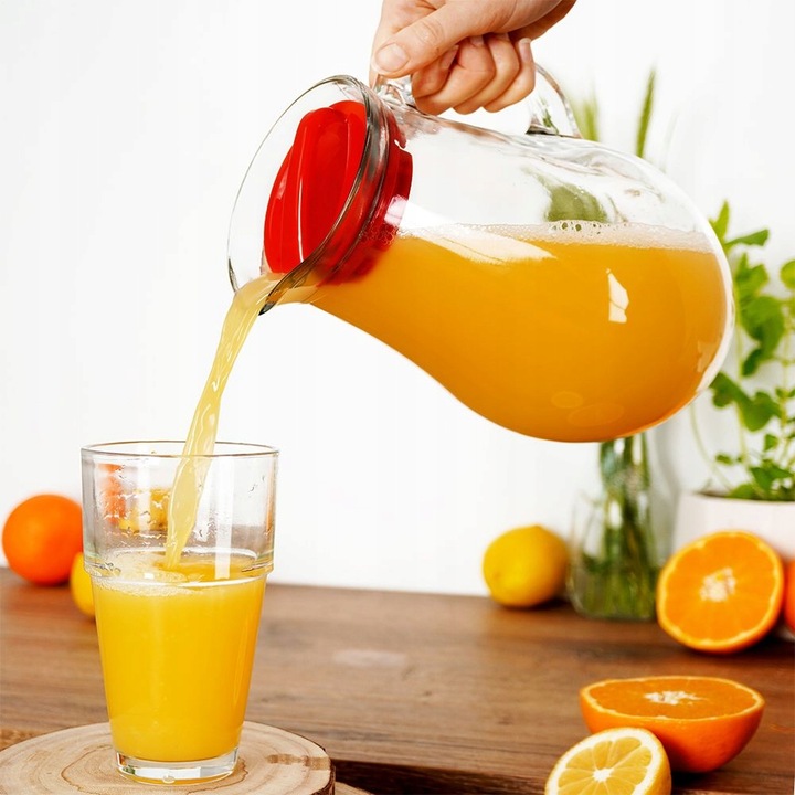 Dzbanek NA NAPOJE wodę sok lemoniadę do napojów szklany z pokrywką 2,1L