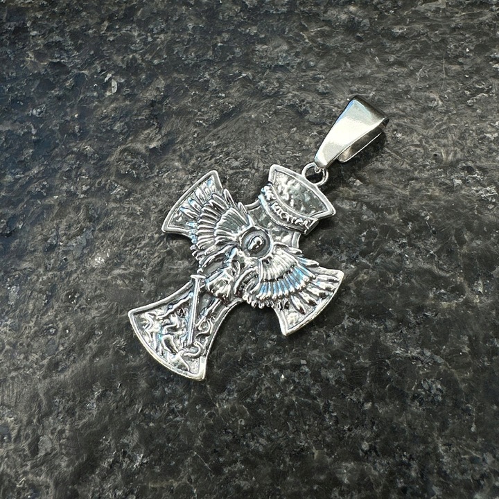 Michał Archnioł krzyżyk duży męski srebro zawieszka 925 swiety