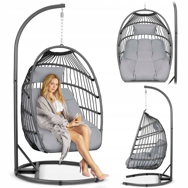 Sofotel Fotel ogrodowy wiszący Luisiana szary + szare poduszki Sofotel