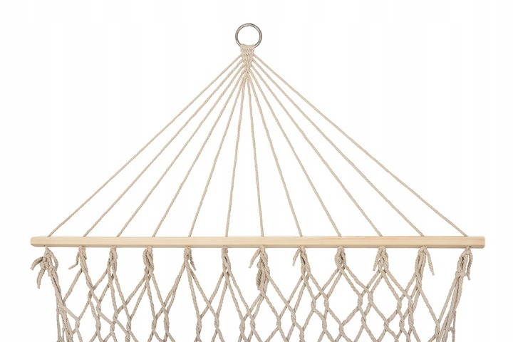 Hamak ogrodowy brazylijski boho siatka frędzle 200cm ecru 250kg