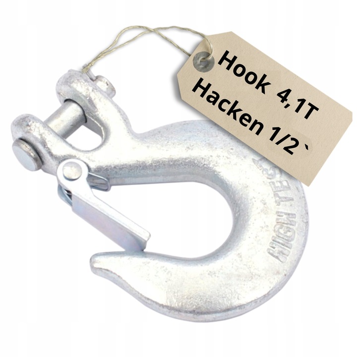 Hak do liny wyciągarki karabińczyk z szeklą zabezpieczeniem WCIĄGARKI 4,1T