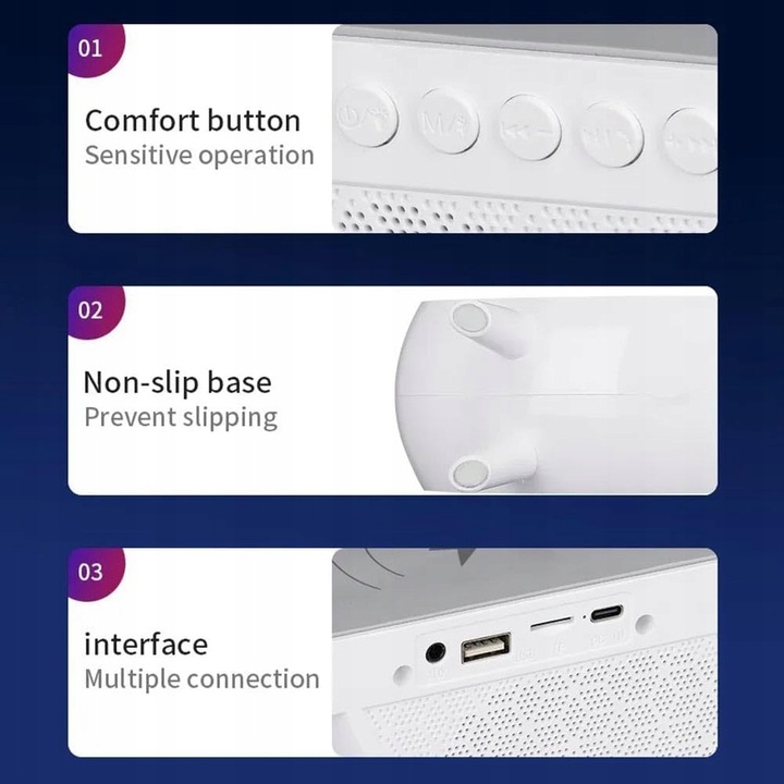 LAMPKA LED ŁADOWARKA GŁOŚNIK RGB