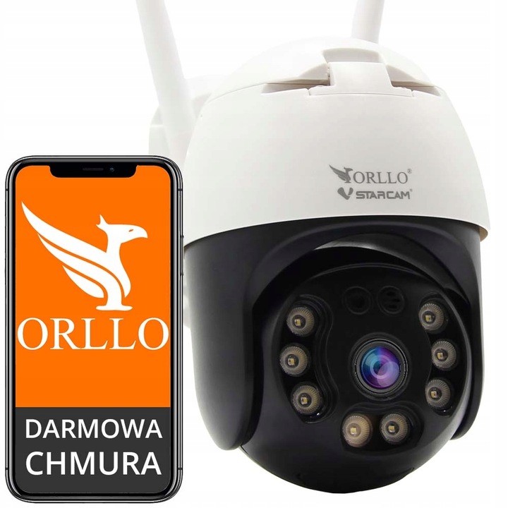 Kamera WiFi IP 8 Mpx 4K Zewnętrzna Obrotowa Bezprzewodowa ORLLO Z20 CHMURA