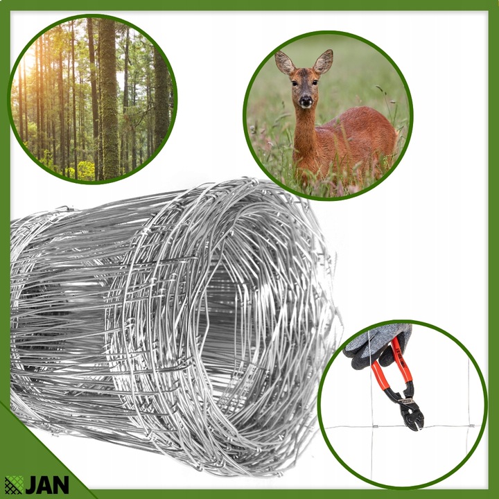 SIATKA LEŚNA 180cm ZAGĘSZCZONA 50m WIRE NET MODEL 180/24/15 L GRATIS GĘSTA