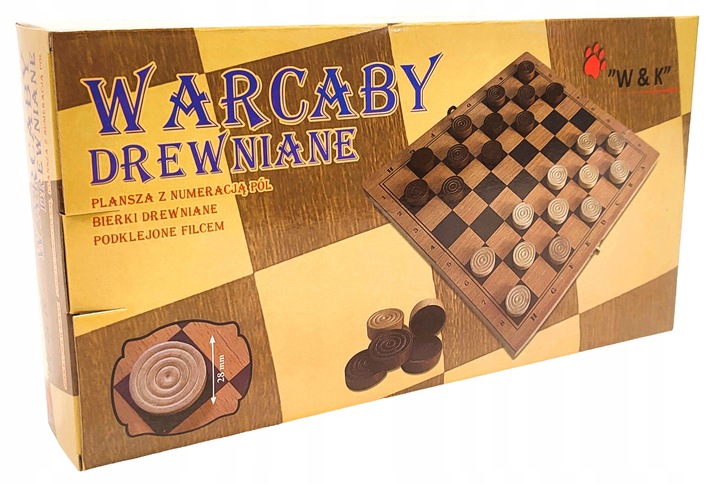 Warcaby Drewniane 29cm x 29cm Filc