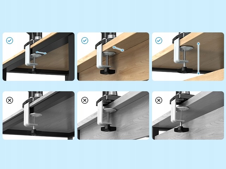 Regulowany PODWÓJNY Uchwyt Biurkowy do Monitora WIESZAK DWA Monitory 13-32"