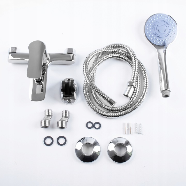 Bateria wannowa ścienna z prysznicem chrom srebrny kran do wanny YOKA HOME