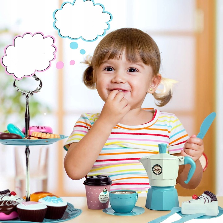 SERWIS DLA DZIECI XXL zestaw do herbaty kawy filiżanki cukiernia kawiarnia