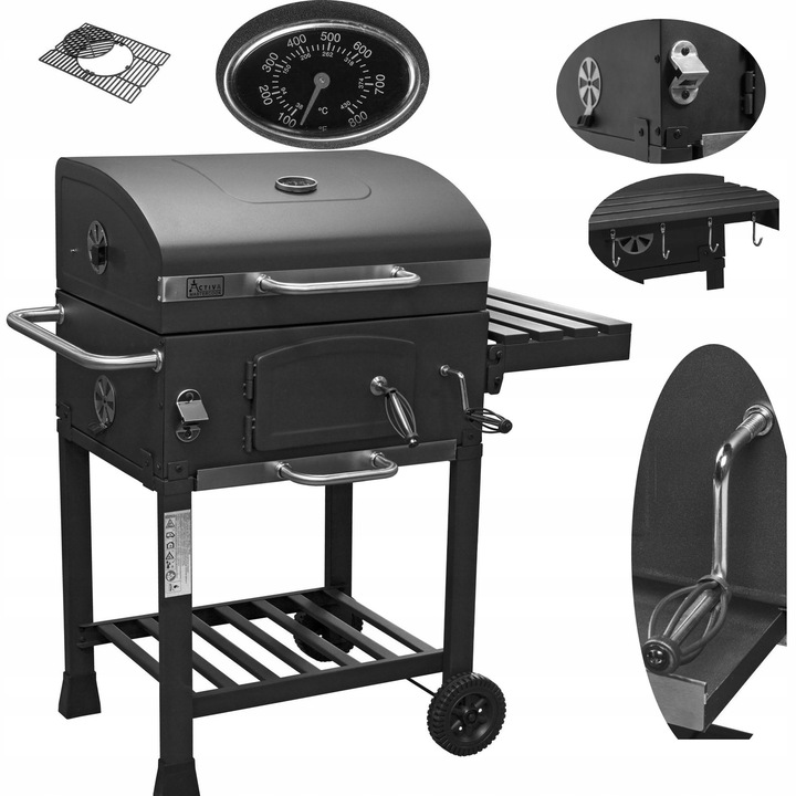 Grill Węglowy Activa Mastercook Angular Ruszt Żeliwny 57,5 x 42,0 cm