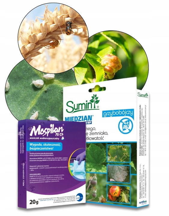 Oprysk Preparat Środek Owadobójczy + Grzybobójczy Miedzian+Mospilan ZESTAW