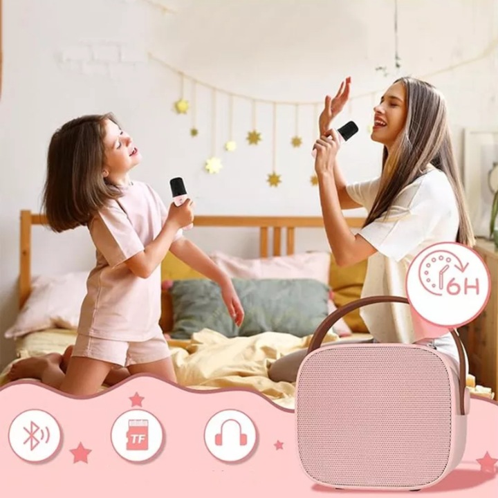 ZESTAW DO KARAOKE BEZPRZEWODOWY MINI GŁOŚNIK BLUETOOTH MIKROFON DLA DZIECI