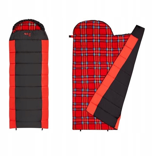 ŚPIWÓR z bawełnianym wypełnieniem ZIMOWY Gruby z kapturem 190cm -12 stopni