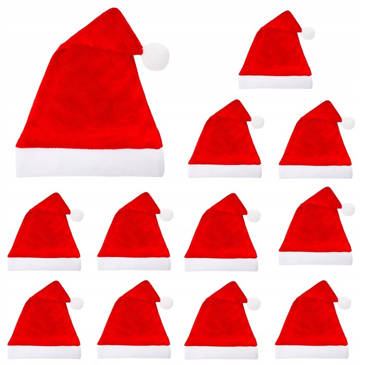 12szt CZAPKA ŚWIĘTEGO MIKOŁAJA PRZEBRANIE STRÓJ CZERWONA KOSTIUM ŚWIĄTECZNY