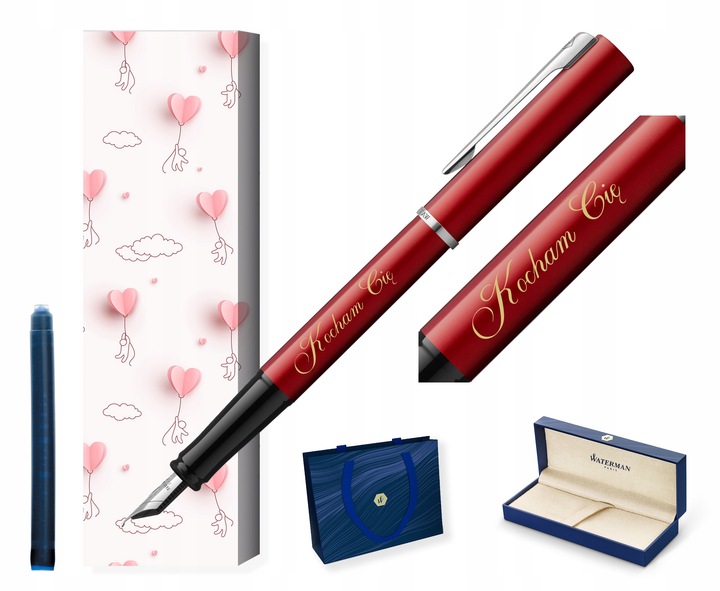Pióro wieczne Waterman Allure czerwone z grawerem - Prezent na Walentynki