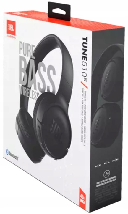 CZARNE Słuchawki Nauszne Bezprzewodowe JBL Tune 510BT Bluetooth