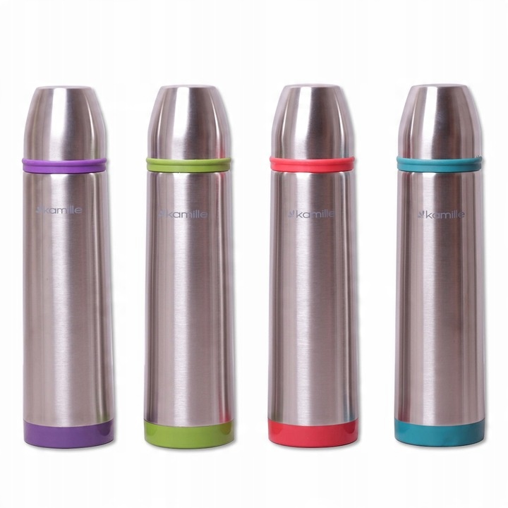 KUBEK TERMICZNY TERMOS STALOWY 100% SCZELNY pojemny bidon KAMILLE 1l