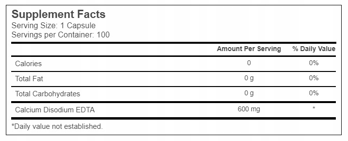 Arizona Natural EDTA 100 kapsułek Chelatacja