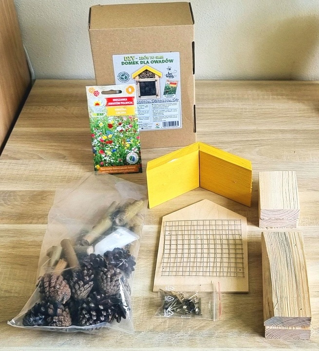 Domek, hotel dla owadów Toraf DIY1 żółty - do samodzielnego złożenia