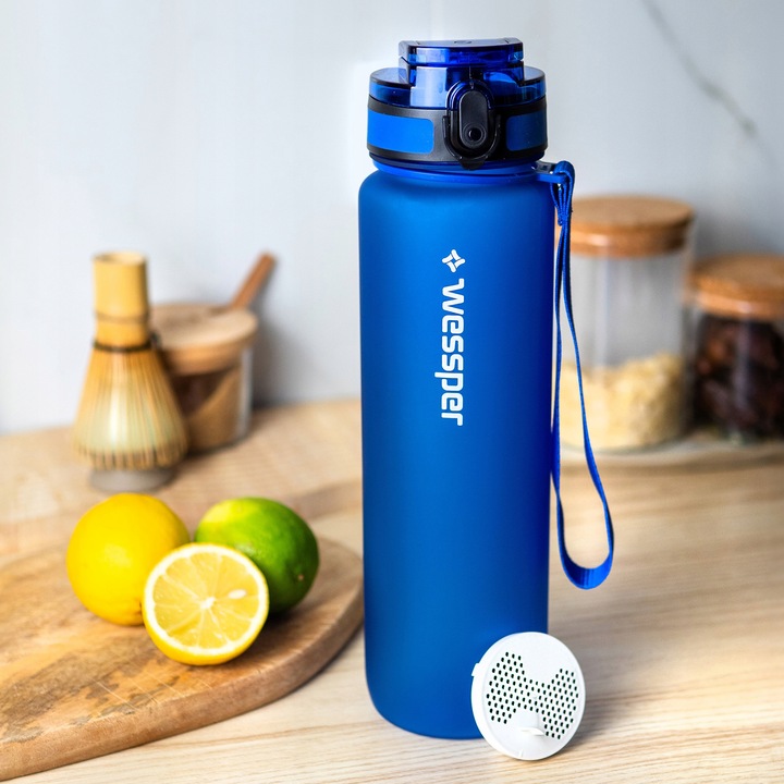 Wessper bidon na wodę 1l | Butelka filtrująca sportowa tritan 3x filtr