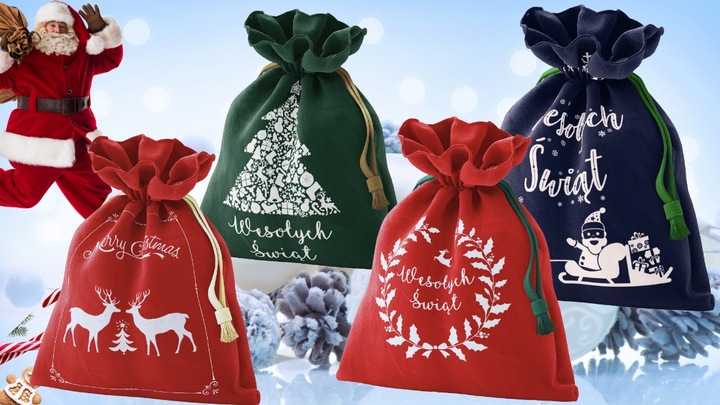 Torba worek torebka opakowanie na prezenty prezent świąteczna 30X45 Zestaw