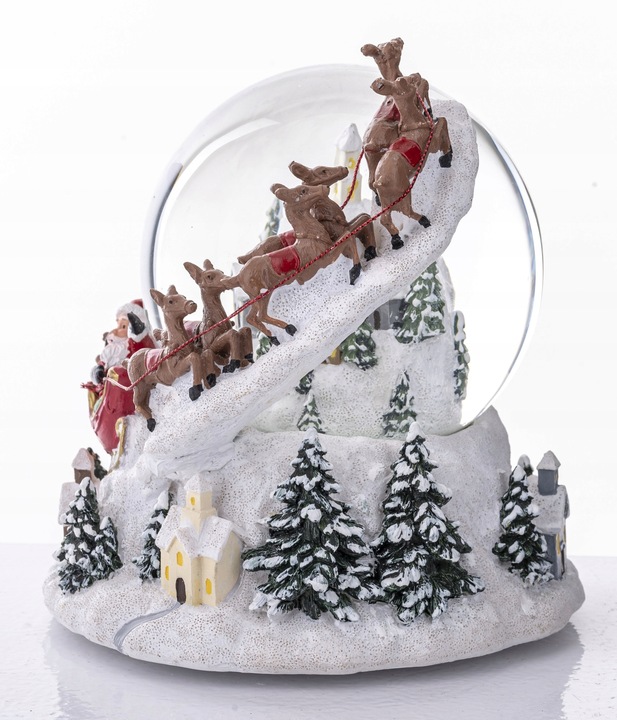 SZKLANA KULA ŚNIEŻNA 20CM Z POZYTYWKA ŚWIĄTECZNA ZE ŚNIEGIEM ŚWIĘTY MIKOŁAJ