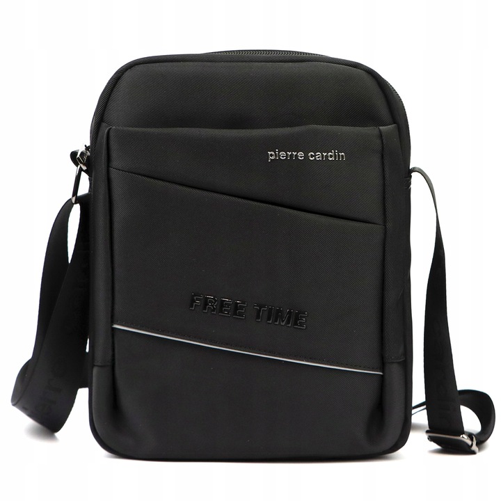 Pierre Cardin Torba MESKA Czarna Materialowa na PASKU Listonoszka Pojemna