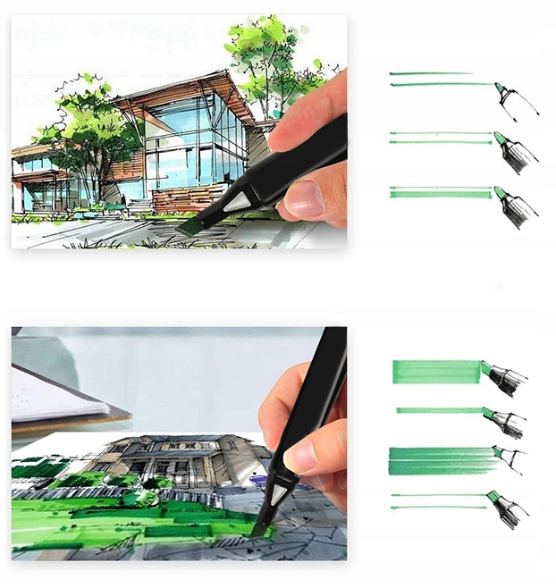 MARKERY ALKOHOLOWE FLAMASTRY MAZAKI PISAKI DWUSTRONNE Torba PREMIUM SET