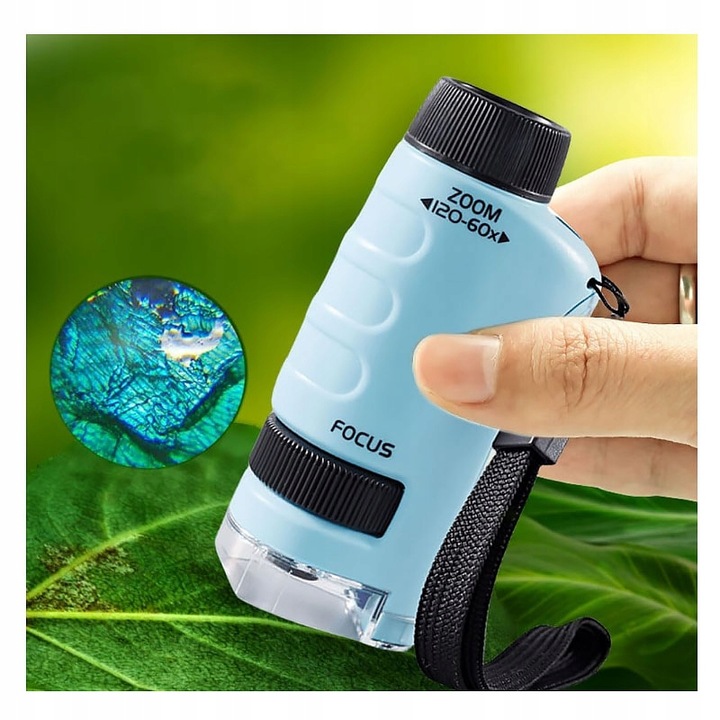 MIKROSKOP EDUKACYJNY KIESZONKOWY DLA DZIECI LABORATORIUM 120x 60x PRZENOŚNY