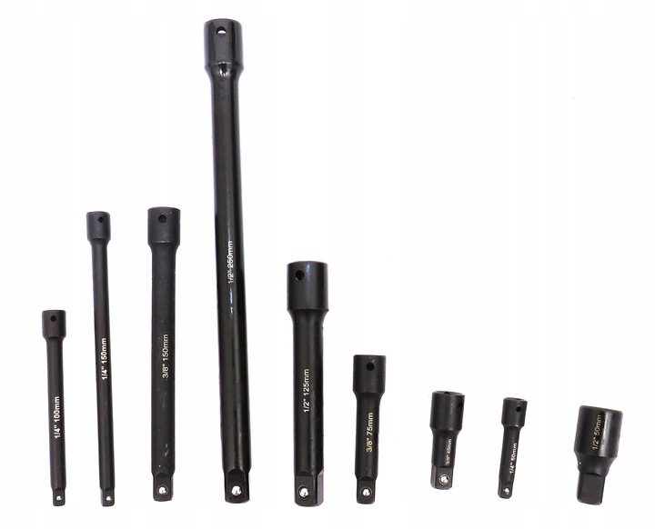 ZESTAW PRZEDŁUŻEK UDAROWYCH 9 EL. PRZEDŁUŻKI UDAROWE 1/4 3/8 1/2 DO KLUCZY