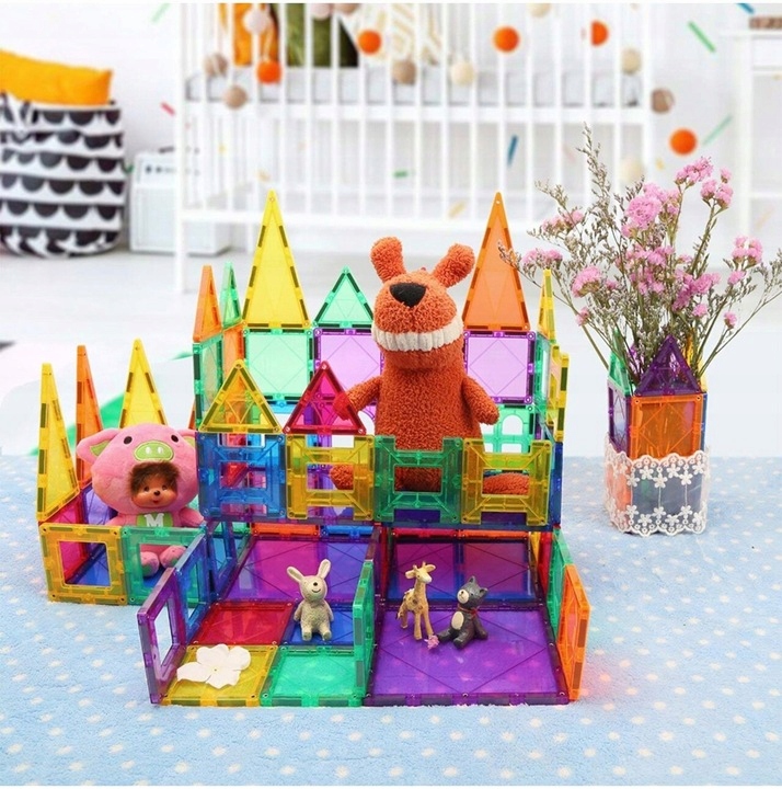 KLOCKI MAGNETYCZNE KONSTRUKCYJNE 3D EDUKACYJNE UKŁADANKA 45 elem DLA DZIECI