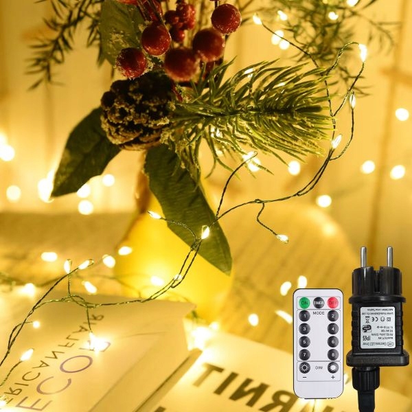 Lampki świąteczne drucik 3000 Led 100m IP44 Biały ciepły + pilot