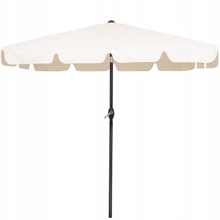 DUŻY PARASOL OGRODOWY SKŁADANY ECRU ŁAMANY BALKONOWY 240cm Z KORBĄ SOLIDNY