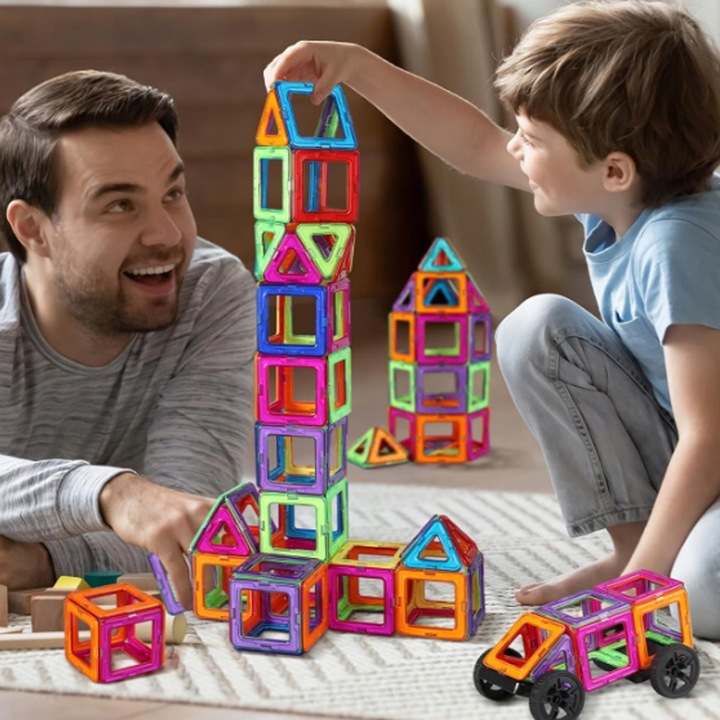 MAGNETYCZNE KLOCKI KONSTRUKCYJNE, ZESTAW 105 PŁYTEK MAGNETYCZNYCH, PREZENT