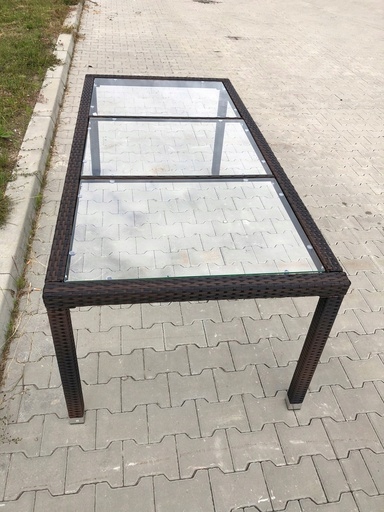 Duży STÓŁ na 8 osób TECHNORATTAN SZKŁO 190cm